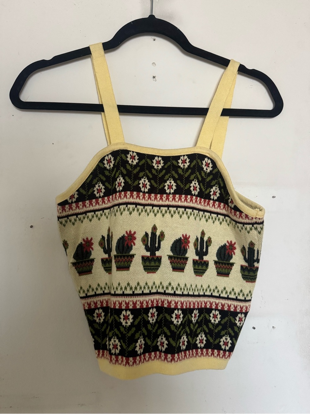 Buffalo David Bitton Cream Knit Cactus Pattern Camisole